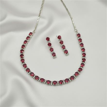 Cz Delicate Necklace Set Set With Rhodium Plating