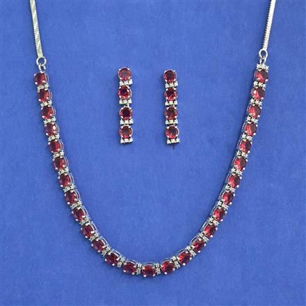Cz Delicate Necklace Set Set With Rhodium Plating