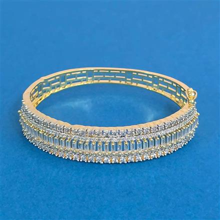 Cubic Zirconia Openable Kada With Rhodium 2 Tone Plating