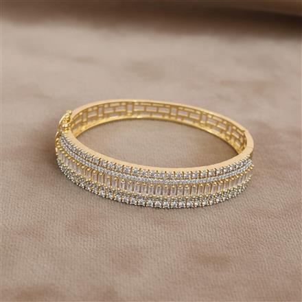 Cubic Zirconia Openable Kada With Rhodium 2 Tone Plating