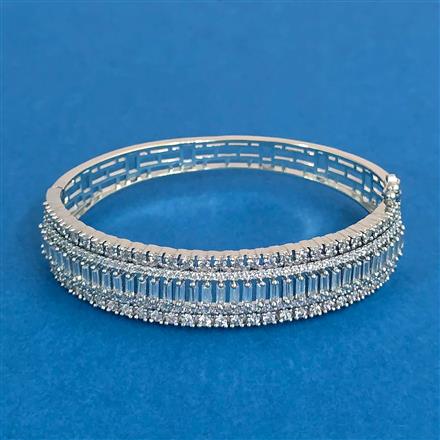 Cubic Zirconia Openable Kada With Rhodium 2 Tone Plating