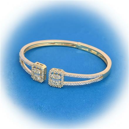 Cubic Zirconia Delicate Kada With Rhodium 2 Tone Plating