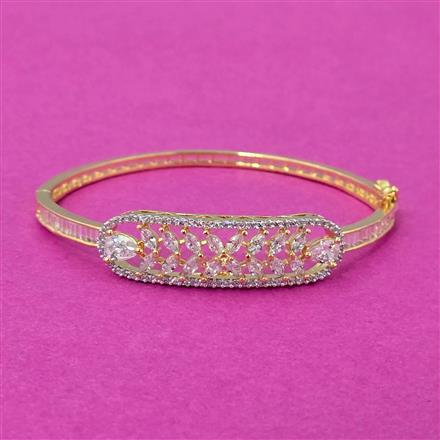 Cubic Zirconia Delicate Kada With Rhodium 2 Tone Plating
