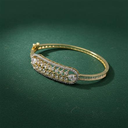 Cubic Zirconia Delicate Kada With Rhodium 2 Tone Plating