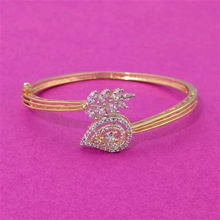 Cubic Zirconia Classic Kada With Rhodium 2 Tone Plating