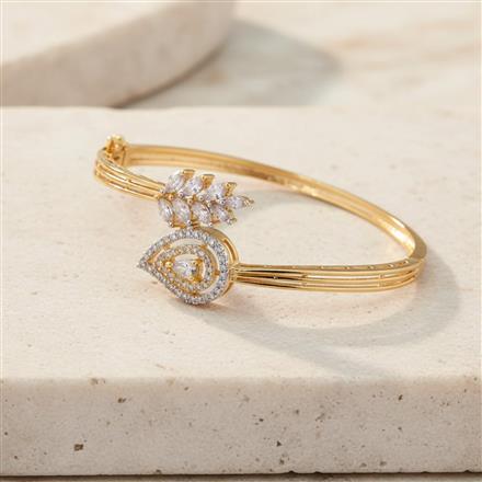 Cubic Zirconia Classic Kada With Rhodium 2 Tone Plating