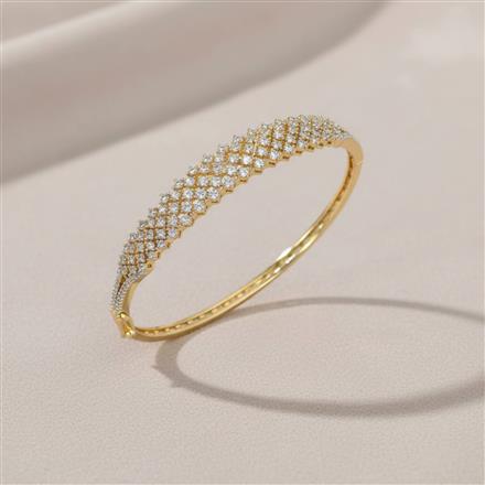 Cubic Zirconia Openable Kada With Rhodium 2 Tone Plating