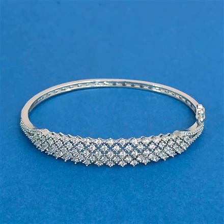 Cubic Zirconia Openable Kada With Rhodium 2 Tone Plating