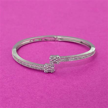 Cubic Zirconia Delicate Kada With Rhodium 2 Tone Plating