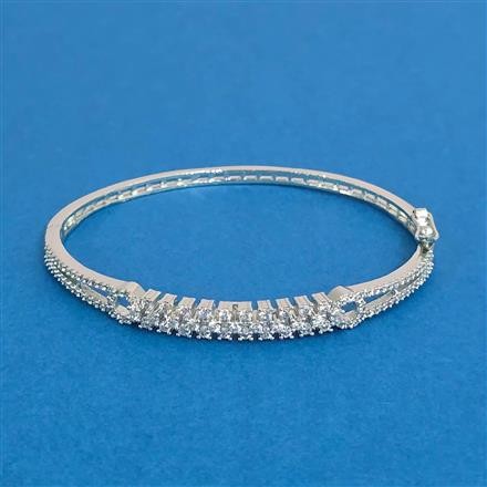 Cubic Zirconia Openable Kada With Rhodium 2 Tone Plating