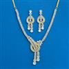Cubic Zirconia Classic Necklace Set With Rhodium 2 Tone Plating