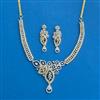Cubic Zirconia Classic Necklace Set With Rhodium 2 Tone Plating