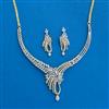 Cubic Zirconia Classic Necklace Set With Rhodium 2 Tone Plating