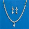 Cubic Zirconia Delicate Necklace Set With Rhodium 2 Tone Plating