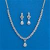 Cubic Zirconia Delicate Necklace Set With Rhodium 2 Tone Plating