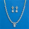 Cubic Zirconia Delicate Necklace Set With Rhodium 2 Tone Plating