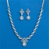 Cubic Zirconia Delicate Necklace Set With Rhodium 2 Tone Plating