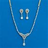 Cubic Zirconia Classic Necklace Set With Rhodium 2 Tone Plating
