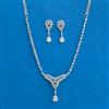 Cubic Zirconia Classic Necklace Set With Rhodium 2 Tone Plating
