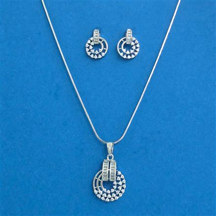 Cubic Zirconia Classic Pendant Set With Rhodium Plating