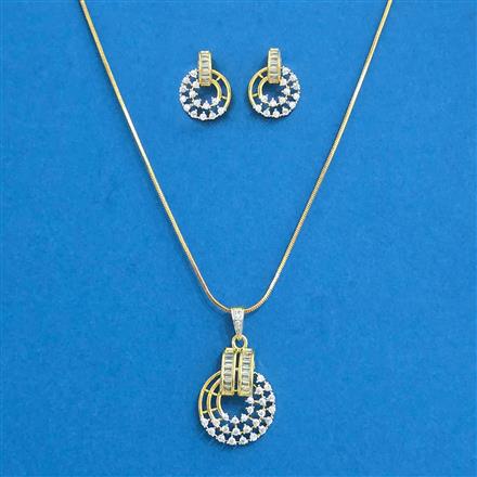 Cubic Zirconia Classic Pendant Set With 2 Tone Plating
