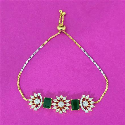 Cubic Zirconia Adjustable Bracelet With 2 Tone Plating