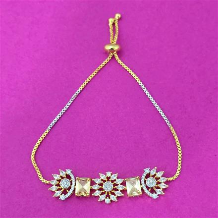 Cubic Zirconia Adjustable Bracelet With 2 Tone Plating