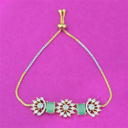 Cubic Zirconia Adjustable Bracelet With 2 Tone Plating