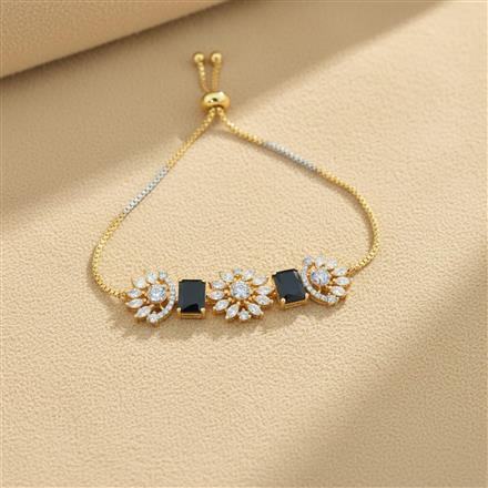 Cubic Zirconia Adjustable Bracelet With 2 Tone Plating