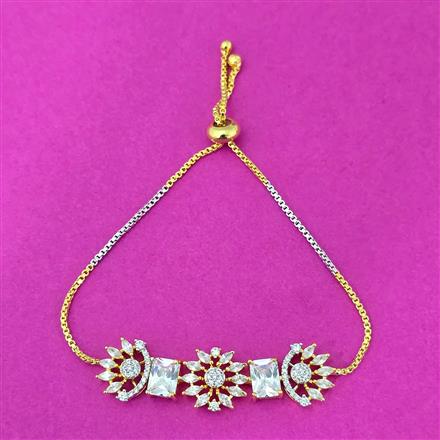 Cubic Zirconia Adjustable Bracelet With 2 Tone Plating