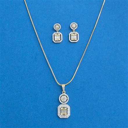 Cubic Zirconia Delicate Pendant Set With 2 Tone Plating