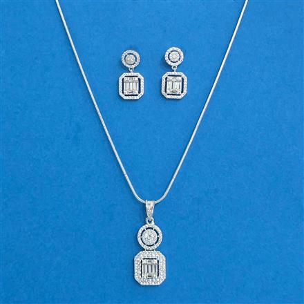 Cubic Zirconia Delicate Pendant Set With Rhodium Plating