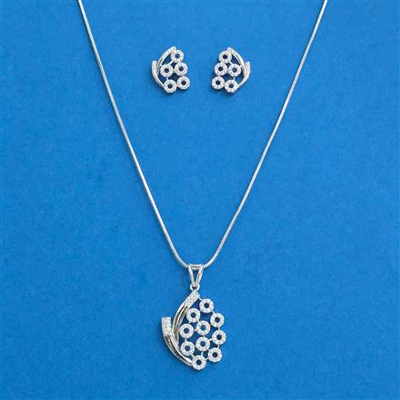 Cubic Zirconia Classic Pendant Set With Rhodium Plating