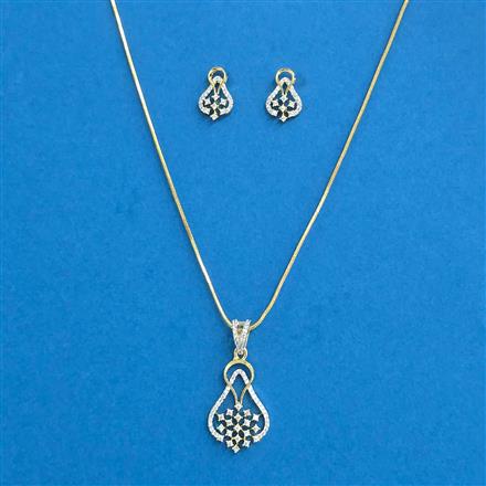 Cubic Zirconia Delicate Pendant Set With 2 Tone Plating
