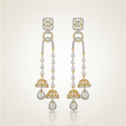 Cubic Zirconia Classic Earring With Rhodium 2 Tone Plating