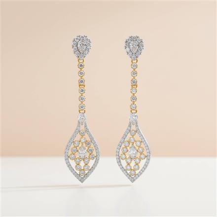 Cubic Zirconia Classic Earring With Rhodium 2 Tone Plating