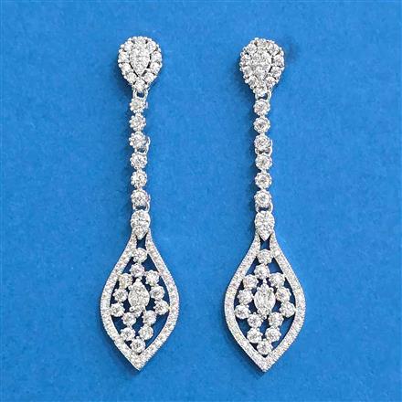 Cubic Zirconia Classic Earring With Rhodium 2 Tone Plating