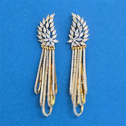 Cubic Zirconia Classic Earring With Rhodium 2 Tone Plating