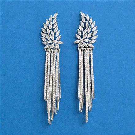 Cubic Zirconia Classic Earring With Rhodium 2 Tone Plating