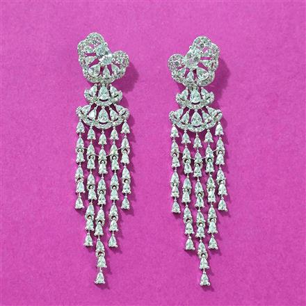 Cubic Zirconia Classic Earring With 2tone Rhodium Plating