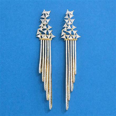 Cubic Zirconia Classic Earring With Rhodium 2 Tone Plating