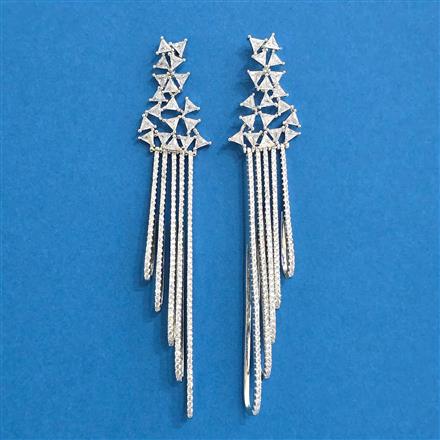 Cubic Zirconia Classic Earring With Rhodium 2 Tone Plating