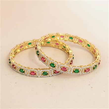 Cubic Zirconia Classic Bangles With 2 Tone Plating