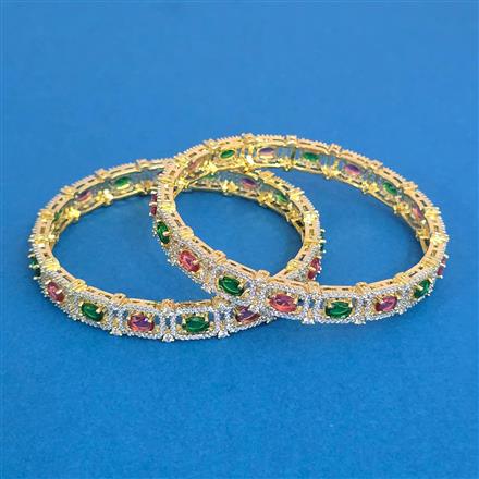 Cubic Zirconia Classic Bangles With 2 Tone Plating