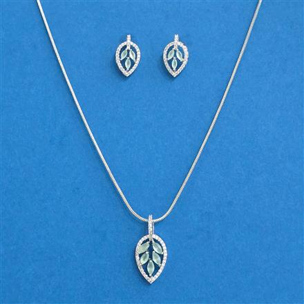 Cubic Zirconia Delicate Pendant Set With Rhodium Plating