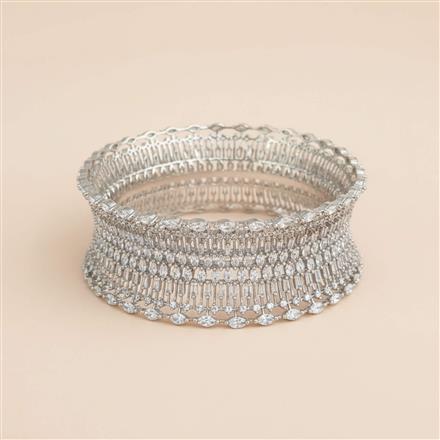 Cubic Zirconia Classic Bangles With Rhodium Plating