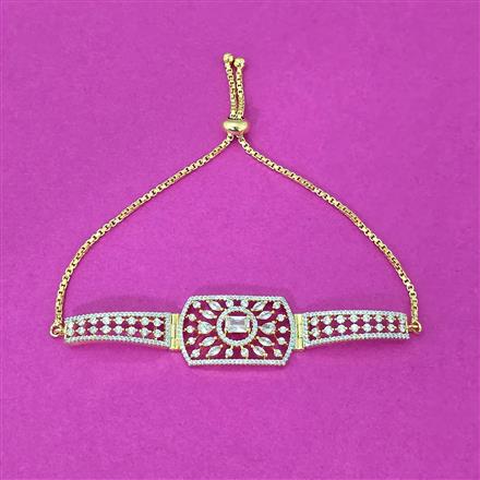 Cubic Zirconia Adjustable Bracelet With Rhodium 2 Tone Plating