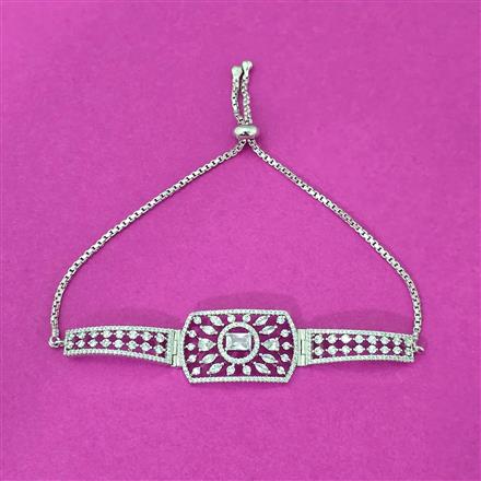 Cubic Zirconia Adjustable Bracelet With Rhodium 2 Tone Plating