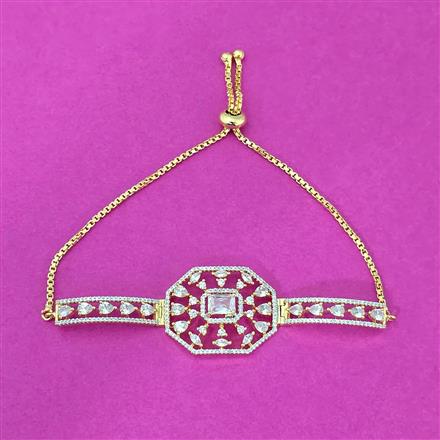 Cubic Zirconia Adjustable Bracelet With Rhodium 2 Tone Plating