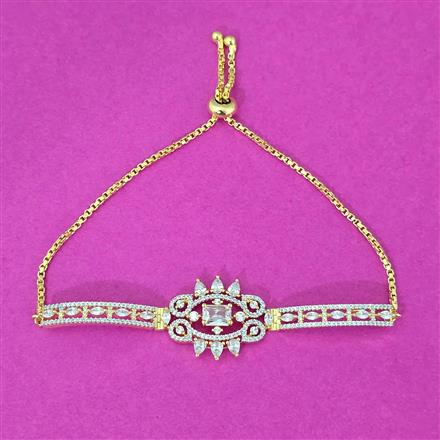Cubic Zirconia Adjustable Bracelet With Rhodium 2 Tone Plating